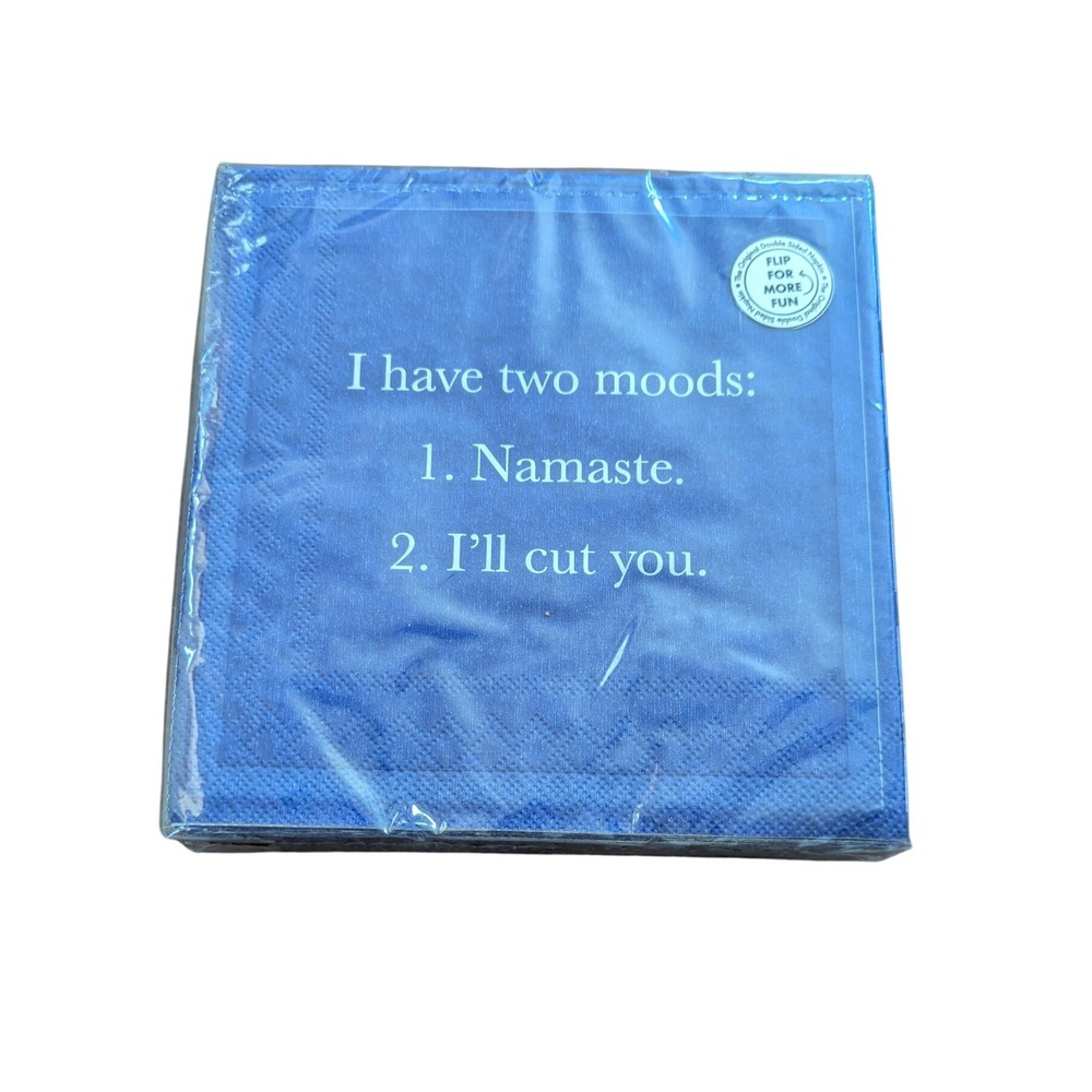 Drinks On Me Coasters Funny Cocktail Napkins Two Moods Namaste 20 Count - Picture 3 of 4